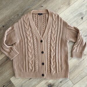Quince | Organic Cotton, 100%, Oversized Cable Knit Cardigan, Sz S, Worn Once